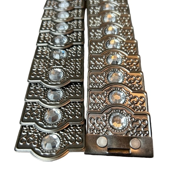 Chico’s PewterToned Scale Stretch Belt with Rhinestone Accents On Each Piece - Picture 12 of 14